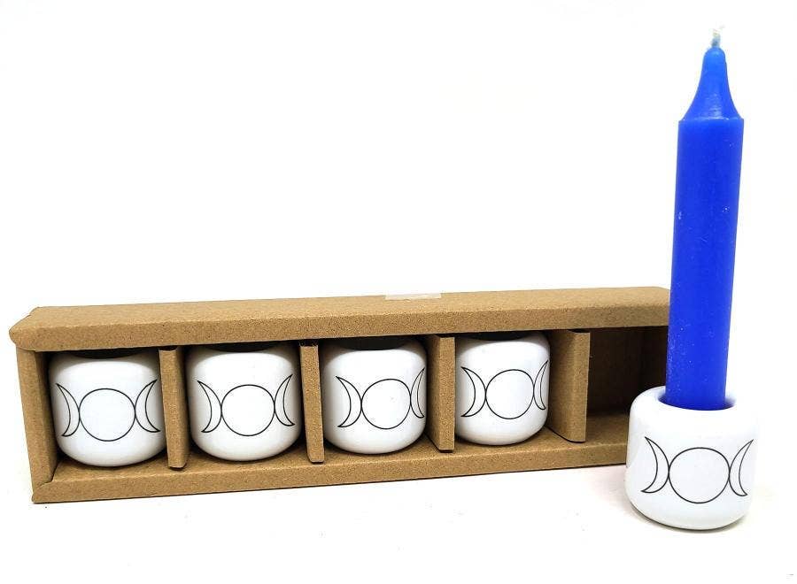 Triple Moon White Chime Candle Holder 1.25"H 1.25 5 Pack