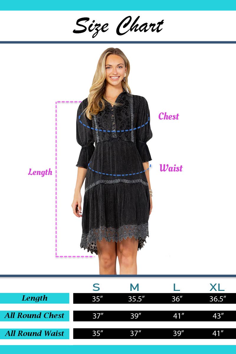Vintage Romance: Stone-Washed Baby Doll Dress with V-Neck
: Gravel / REGULAR (S-M-L-XL 1-2-2-1)