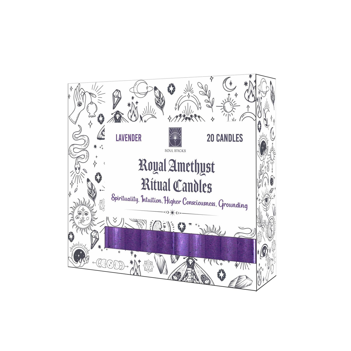Ritual Candles - Royal Amethyst Lavender Soul Sticks (20)