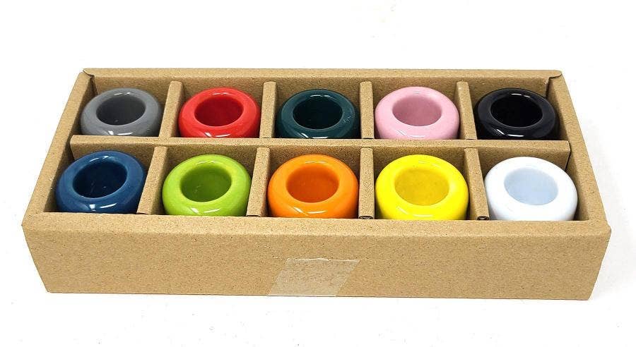 Ceramic Chime Candle Holders 1.25" - Assorted Colors X10