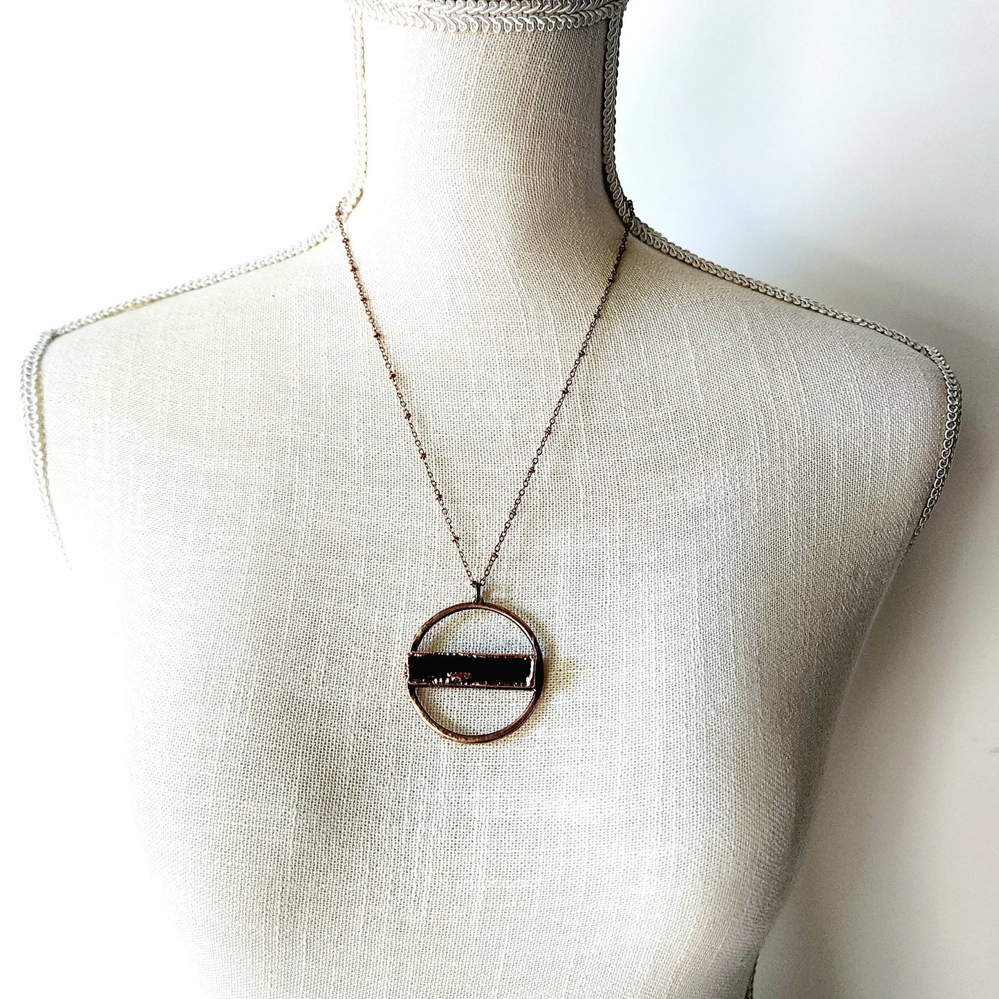 Black Tourmaline Halo Necklace // Electroformed Jewelry