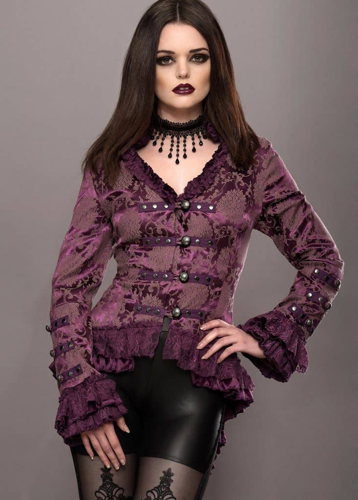 Purple Steampunk Tail Jacket Goth Tailcoat Burlesque : Small - 4XL