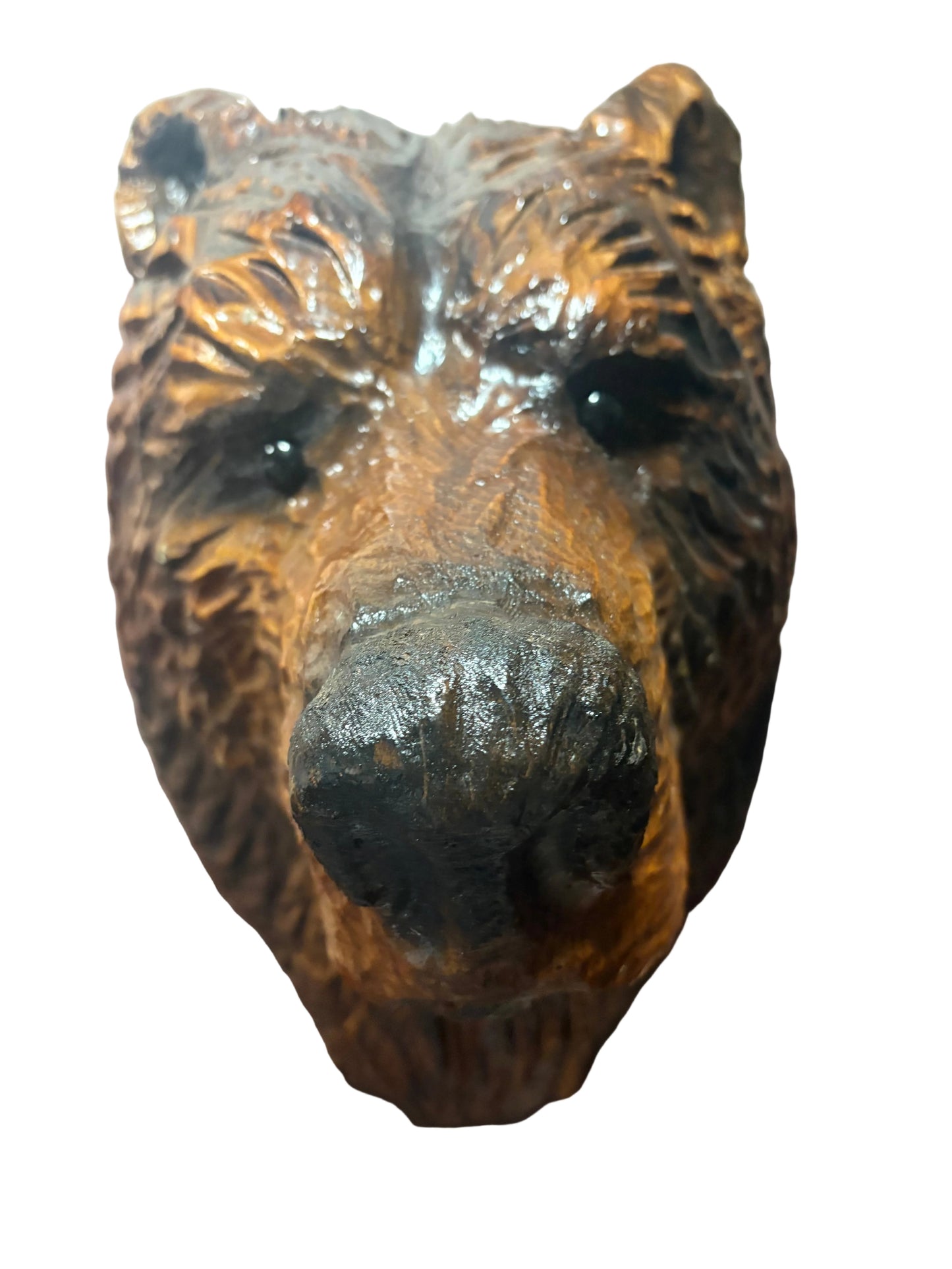 Wood Carved Bear Head