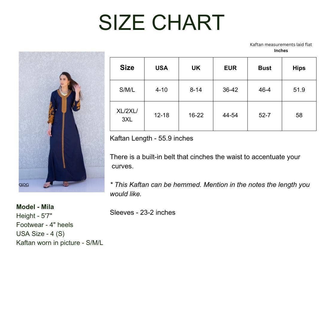 Classy navy blue embroidered kaftan dress, caftans for women, Boho Kaftan dress, Caftans for women, long summer kaftan, kaftans, caftan: XL/2XL/3XL