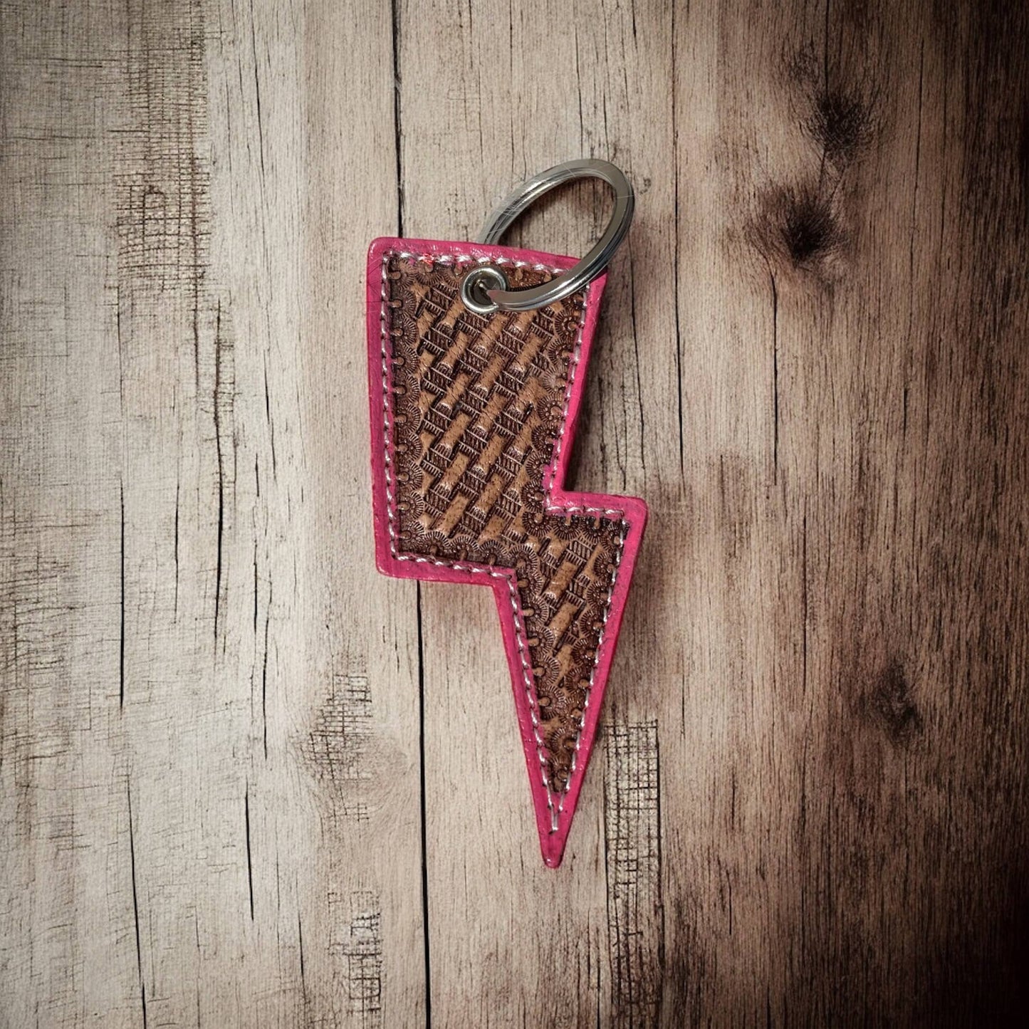 Rosa tooled leather Keychain