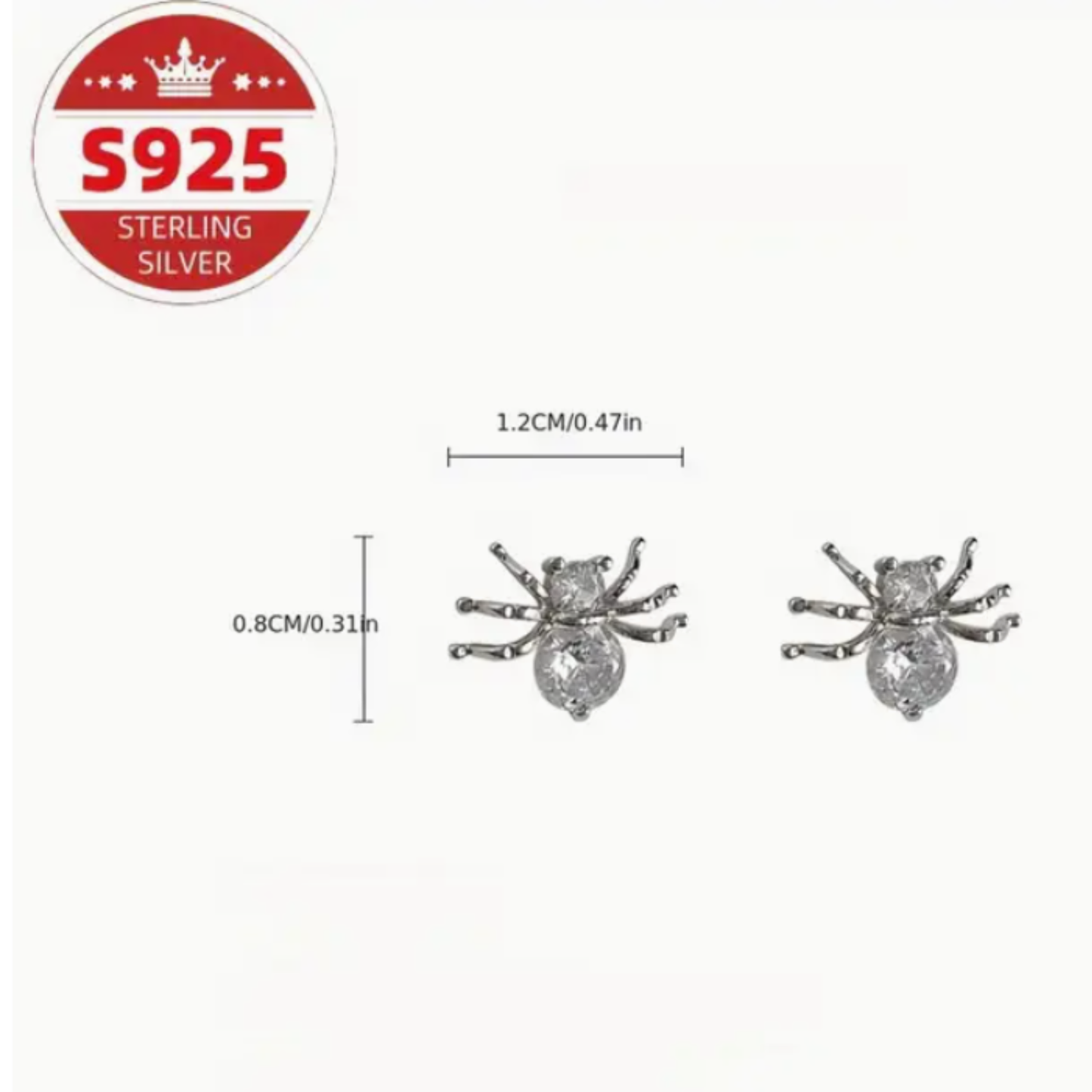Spider Stud Earrings 925 Sterling Silver Zircon