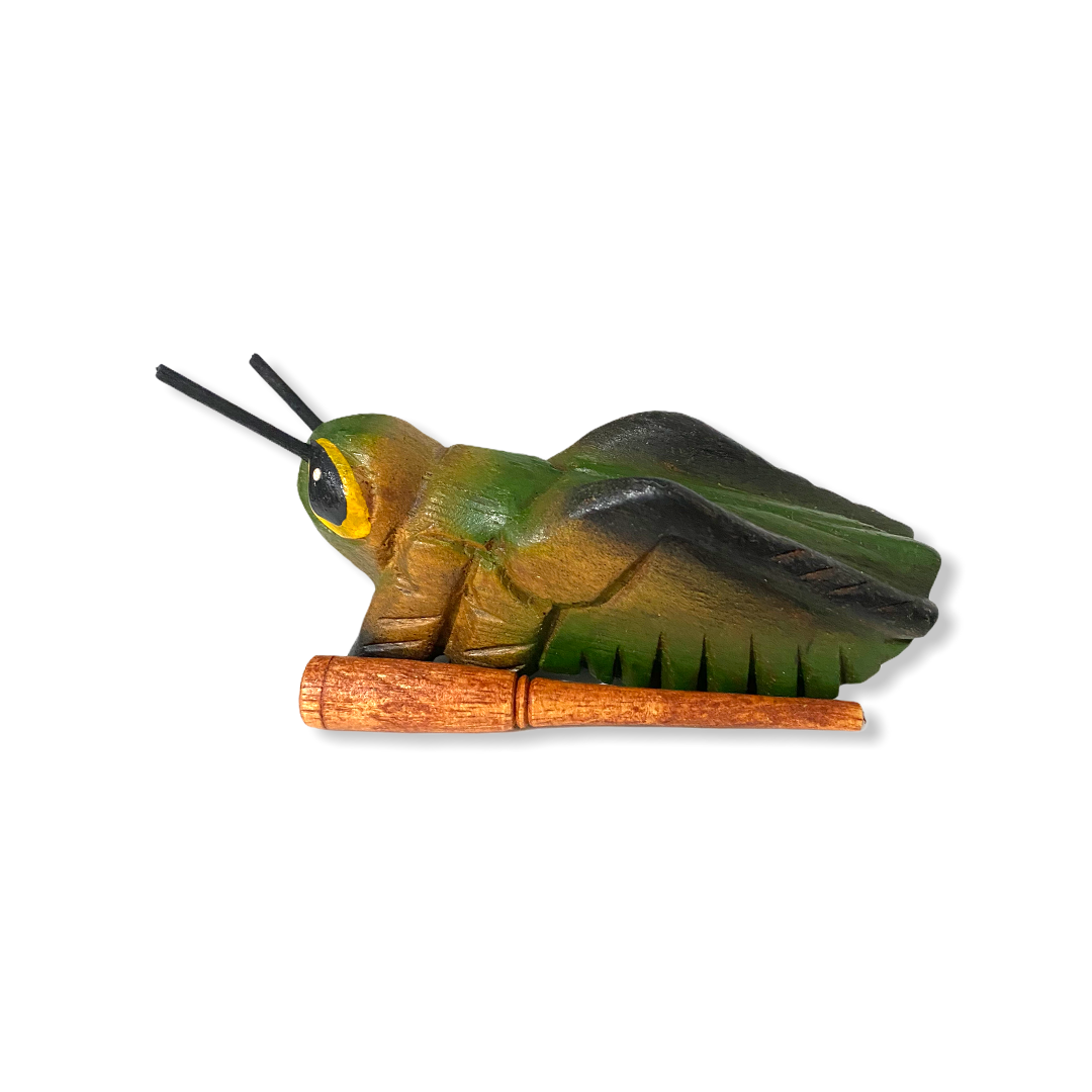 Painted Wooden Musical Cricket Percussion Instrument 4"