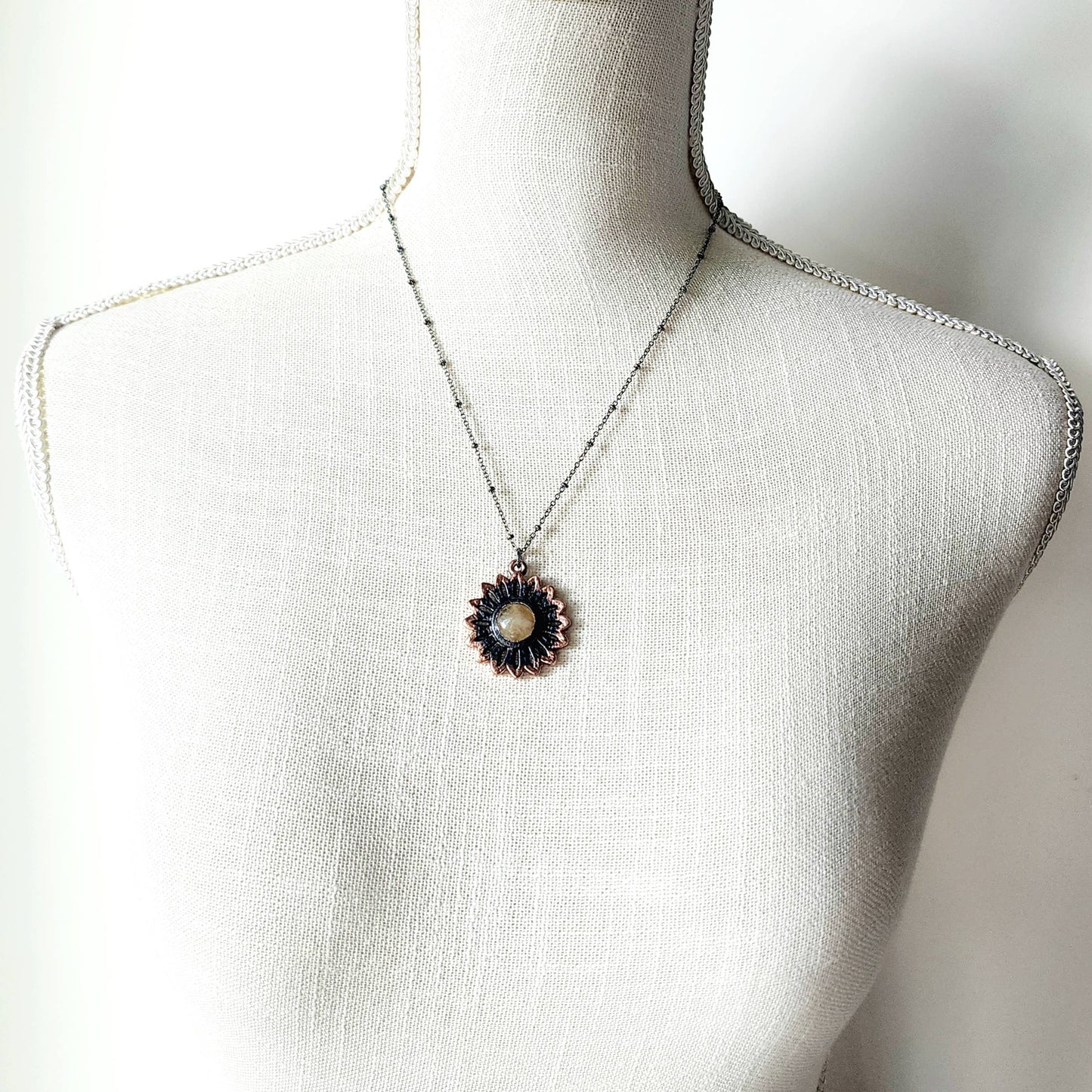 Smoky Citrine Flower Pendant Necklace