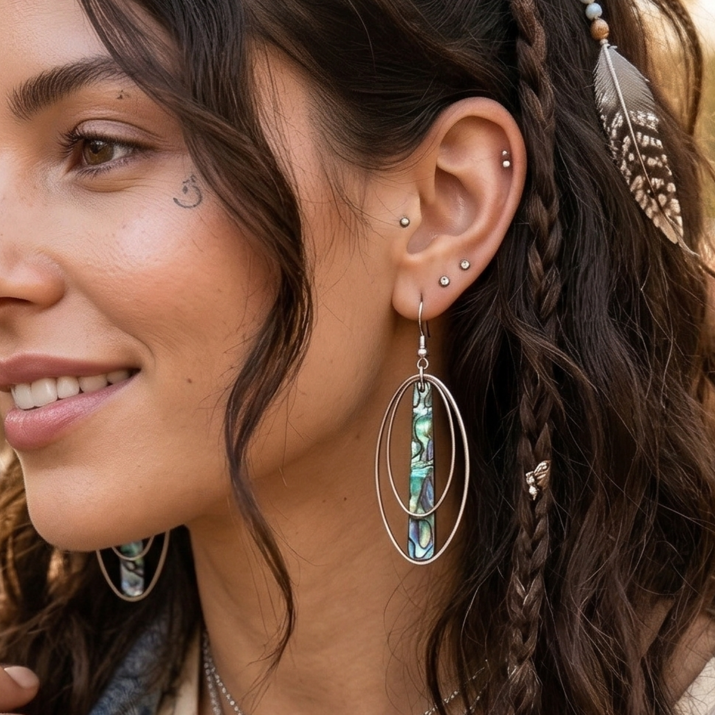 The Abalone Muse: Iridescent Dangles (Stainless Steel)