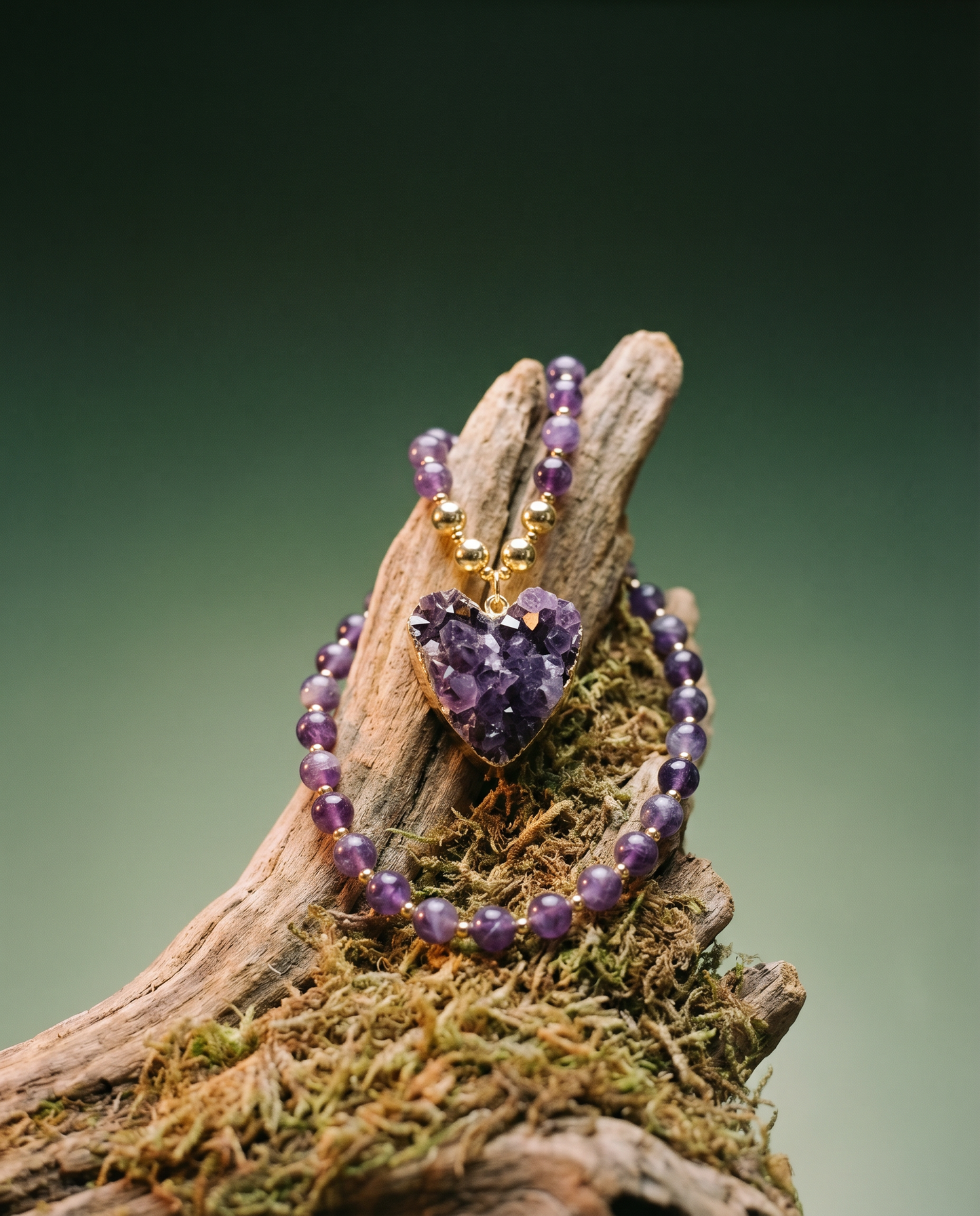 Raw Amethyst Druzy Heart Necklace · Spiritual Talisman