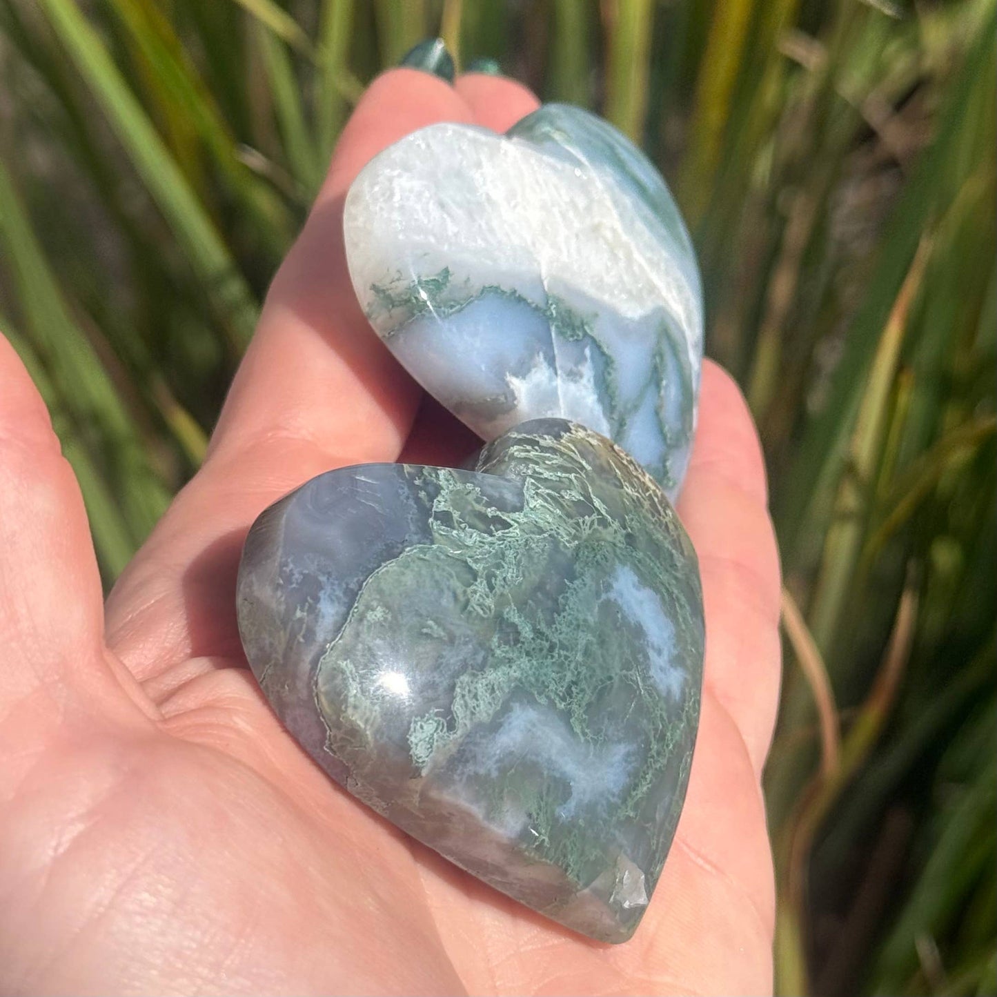 Green Moss Agate Heart 2.5"