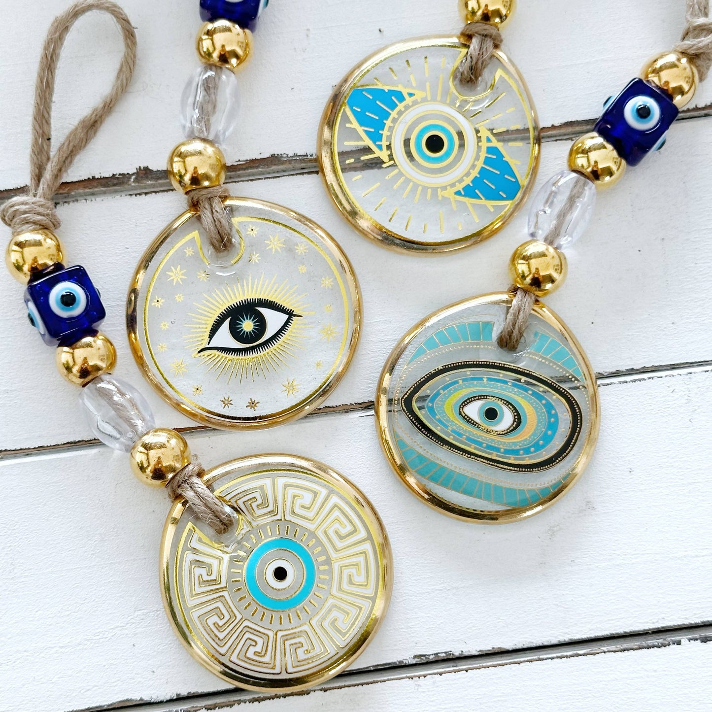 Evil Eye Wall Hanging, Gold Evil Eye Wall Decor, Protection: Style 3