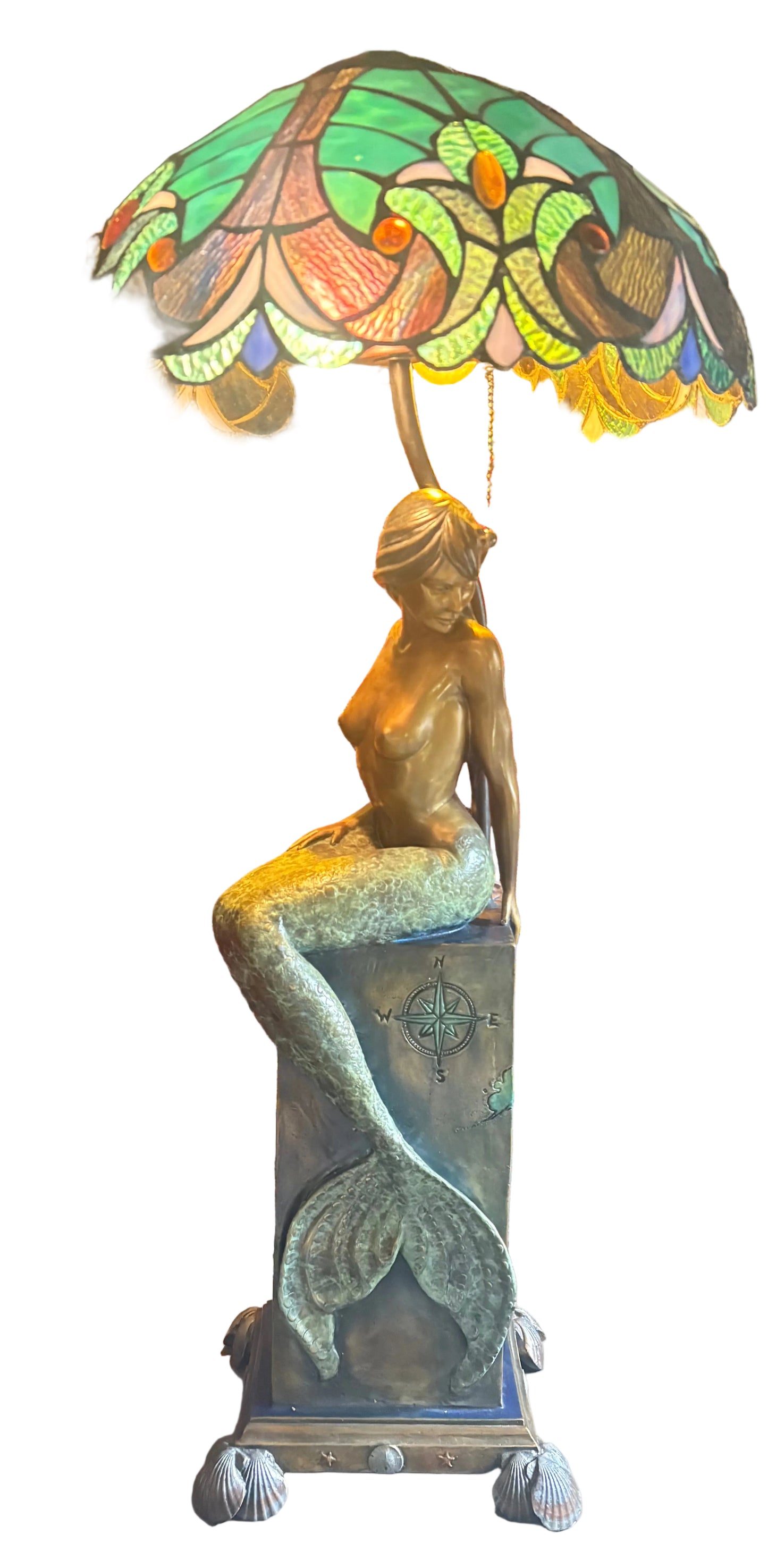 "Ocean's Light" Mermaid Lamp Bronze Sculpture