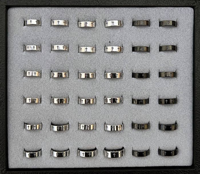 Many Cross Cutout Stainless Steel Ring