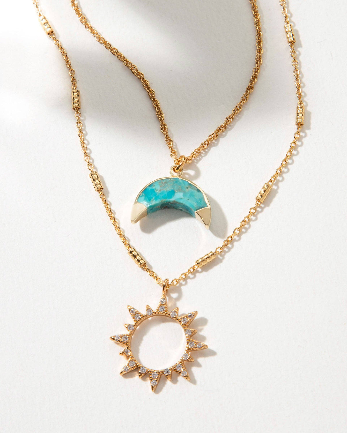 Live by the Sun, Love by the Moon Necklace Set- Turquoise