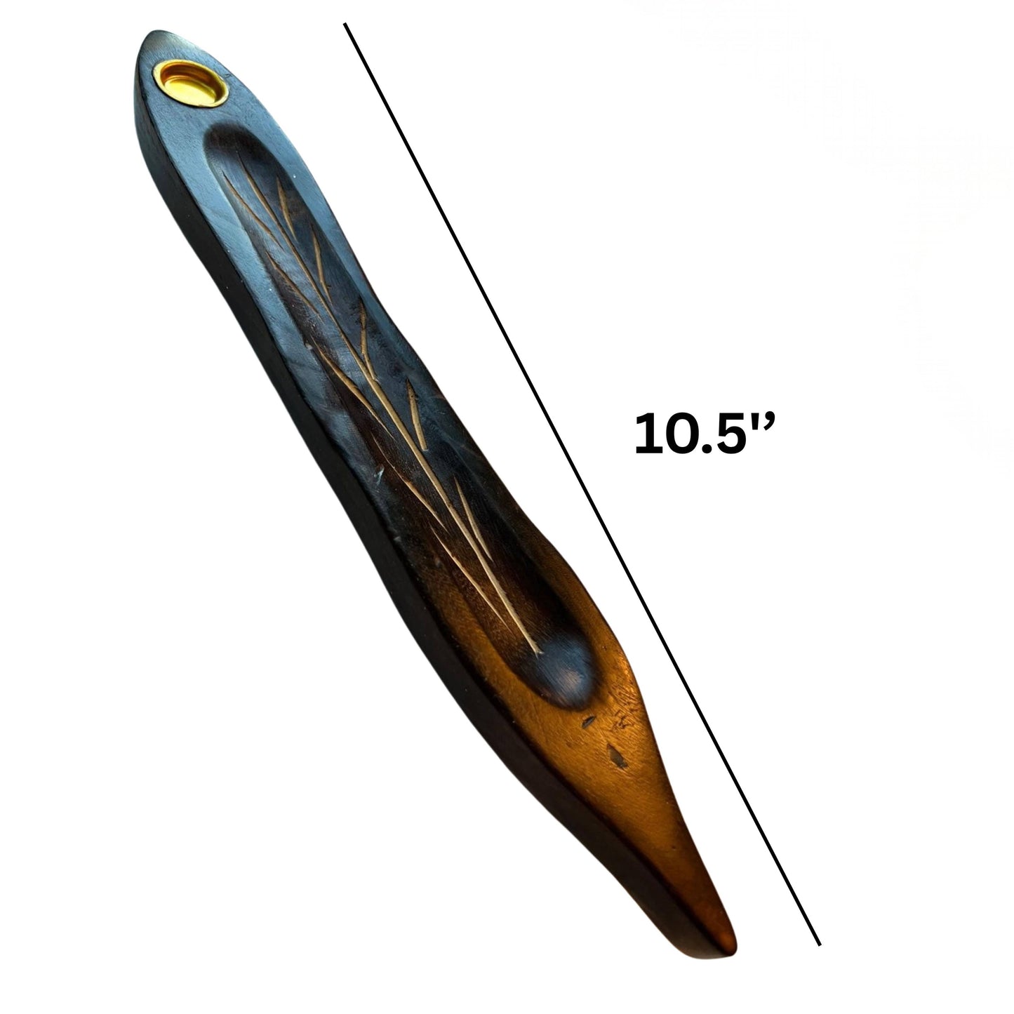 Hand Carved Wooden Incense Holder – 10.5” Canoe Shaped
