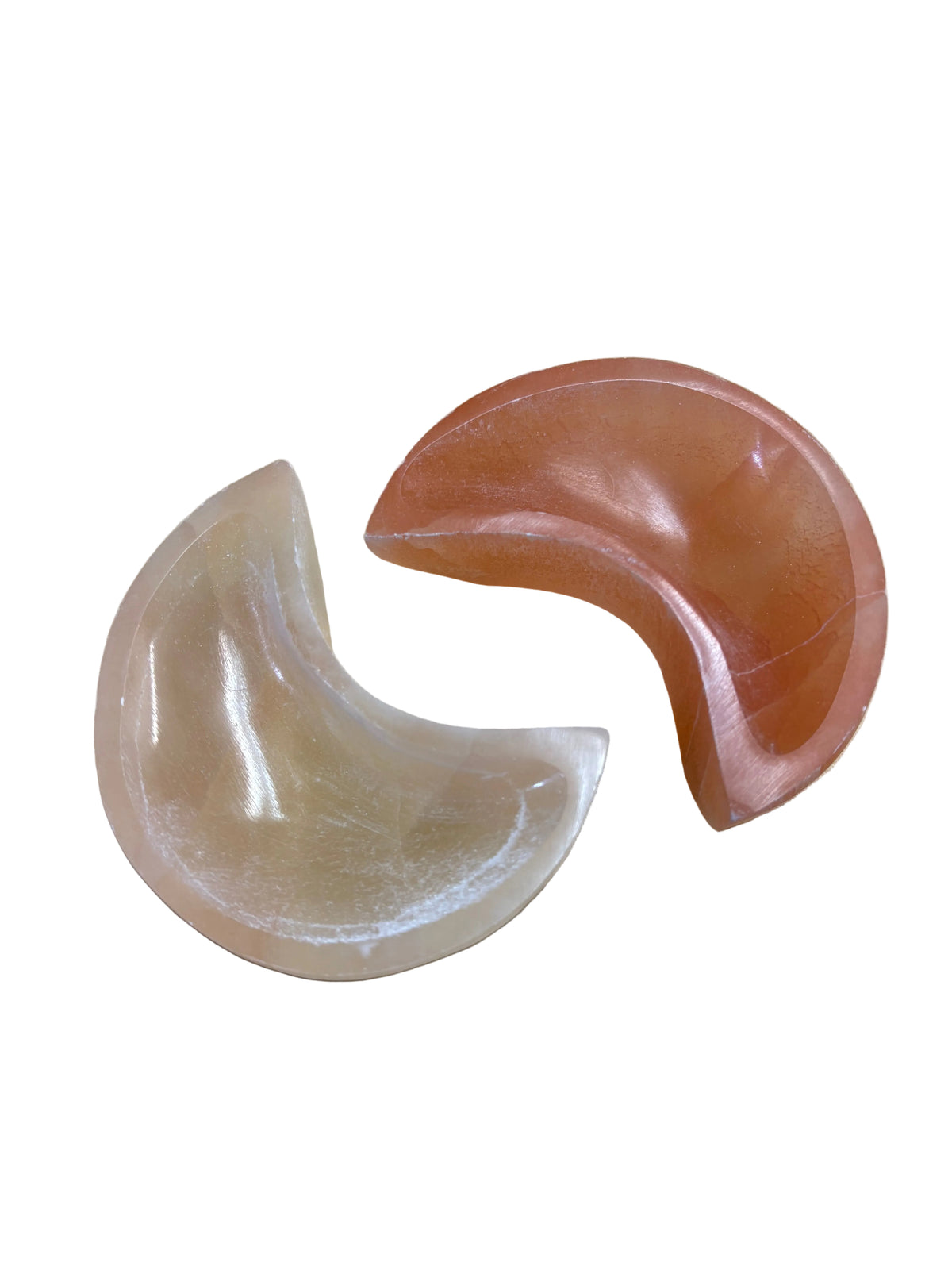 Selenite Crescent Moon Bowl Orange 3" x 4"