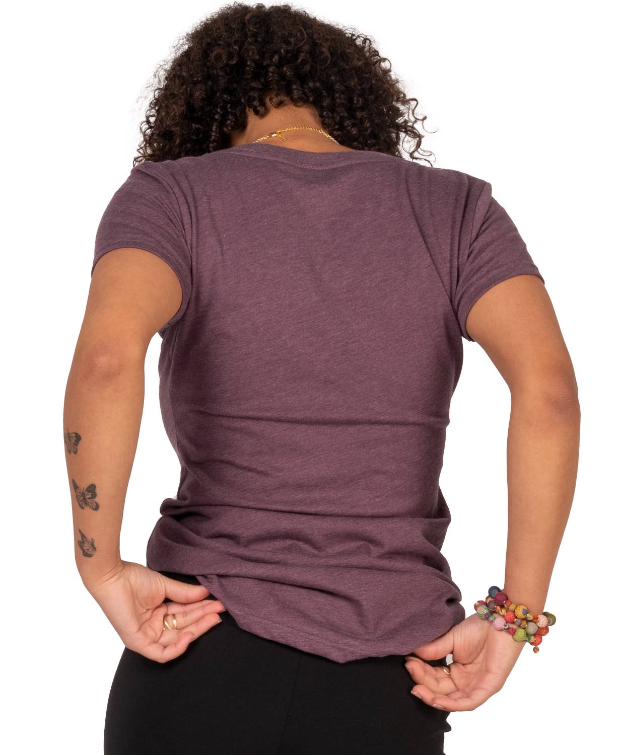 Peace Fingers V-Neck T-Shirt - Eco-Friendly Hippie Boho Tee: MD