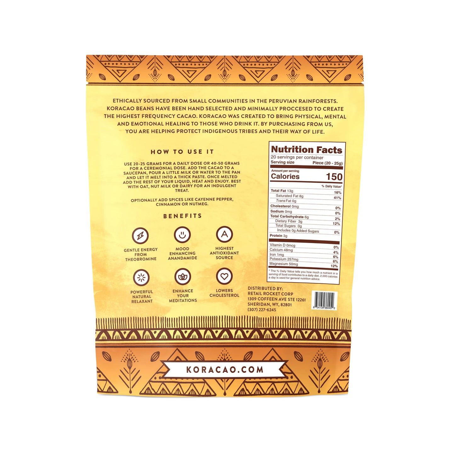 Koracao Ceremonial Cacao 1LB (450g)