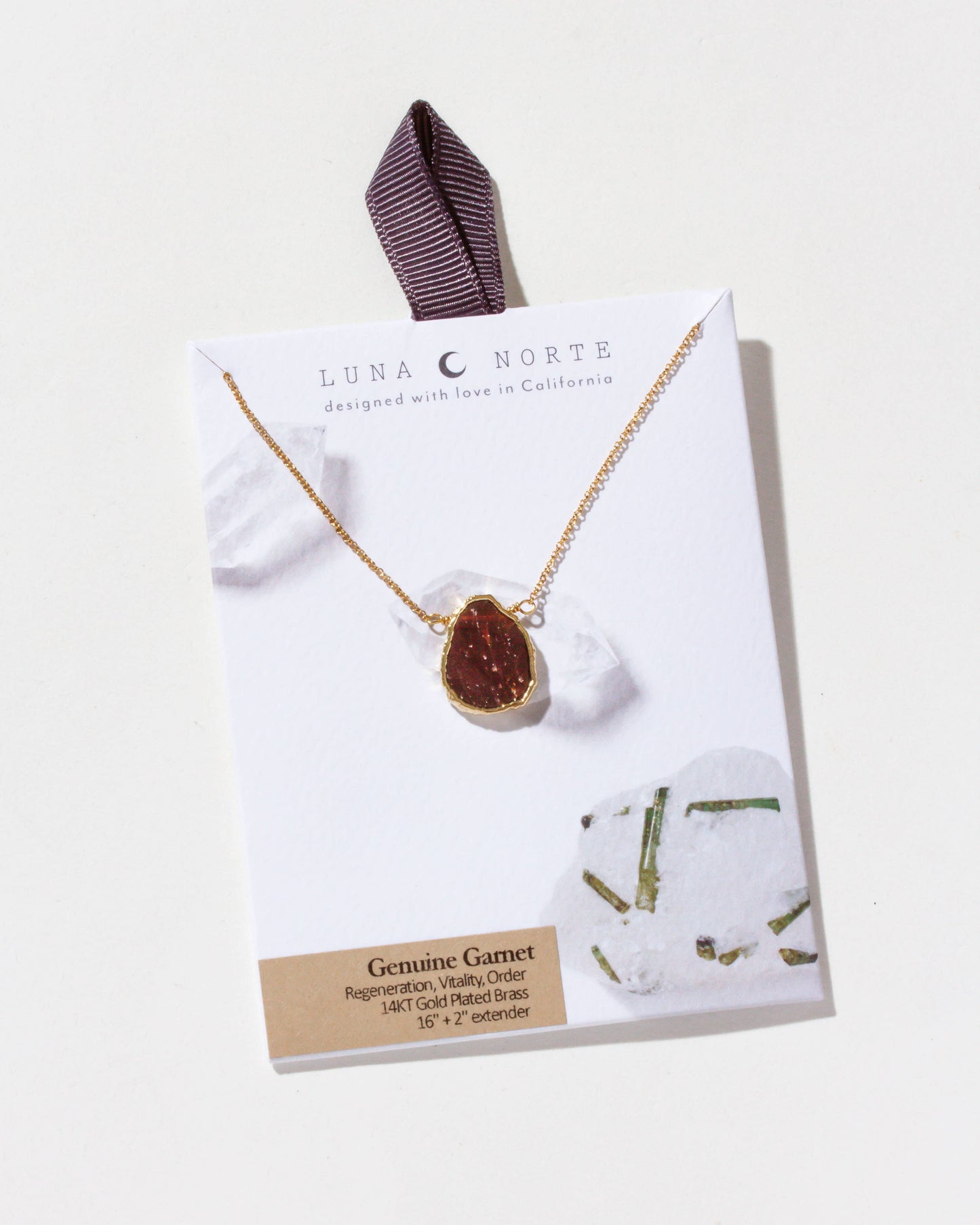 Earth, Wind and Fire Genuine Stone Necklace Gold - Garnet