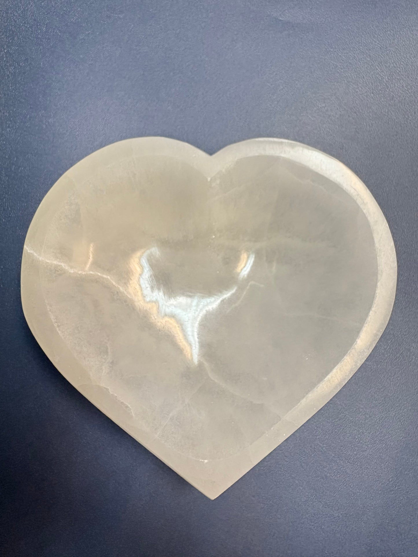Selenite Heart Bowl 6"