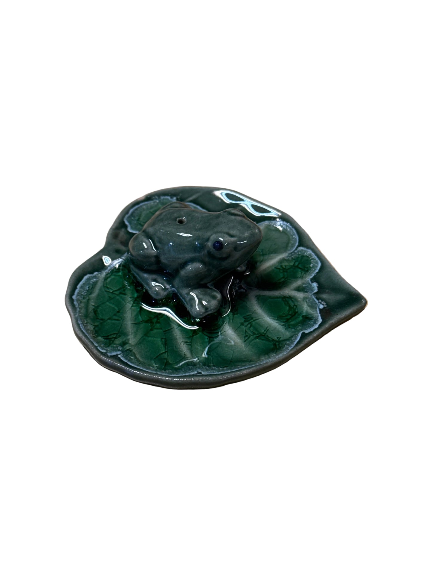 Frog on Leaf Incense Holder