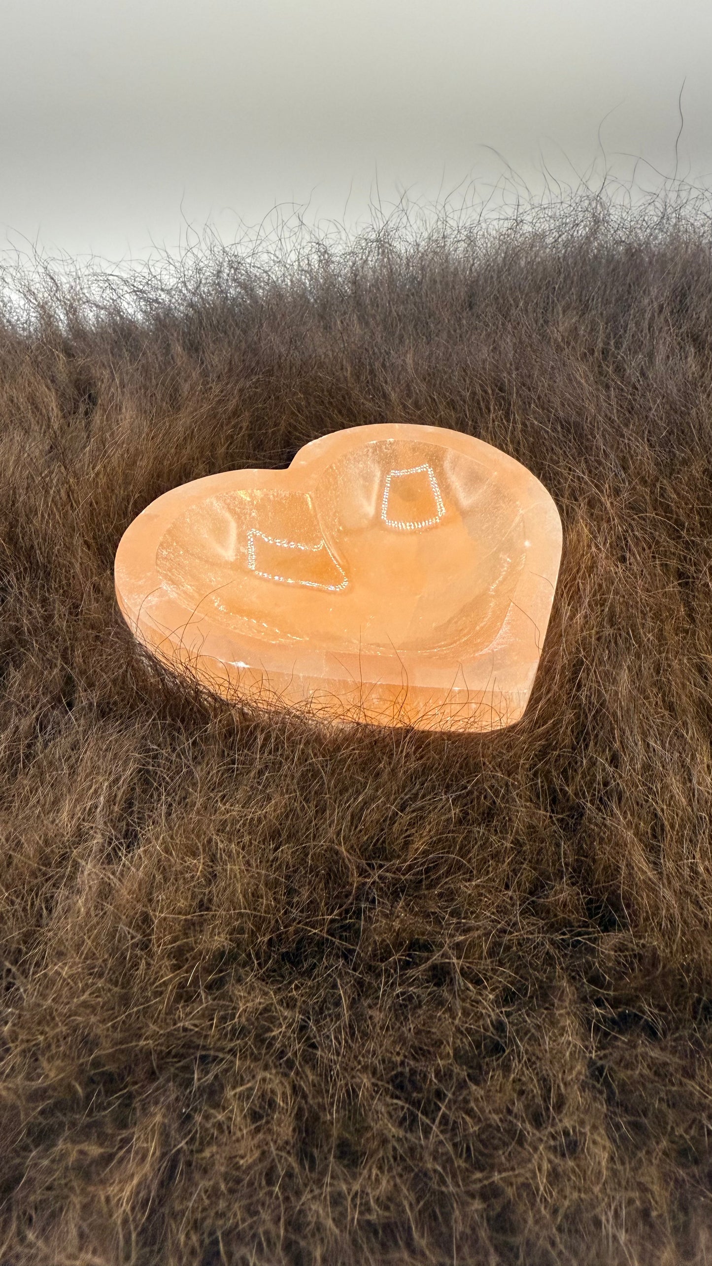 Selenite Heart Bowl Orange 4"