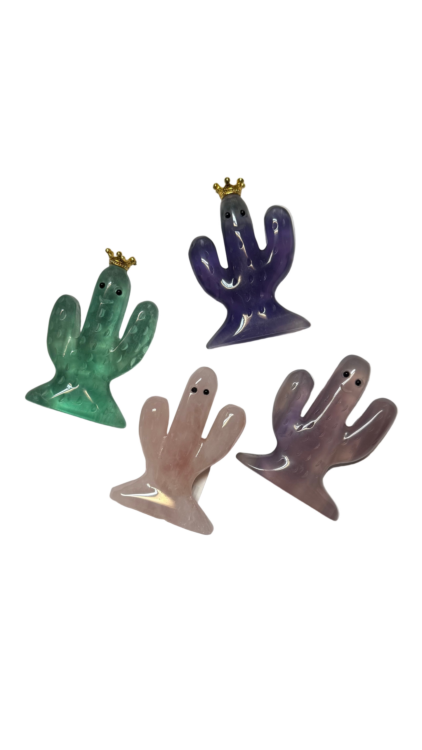 Cactus with Eyes figurine & crown or no crown- Various Stone 2.5 Inches Approx