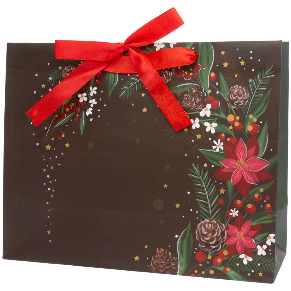 Black Christmas Floral Large Gift Bag