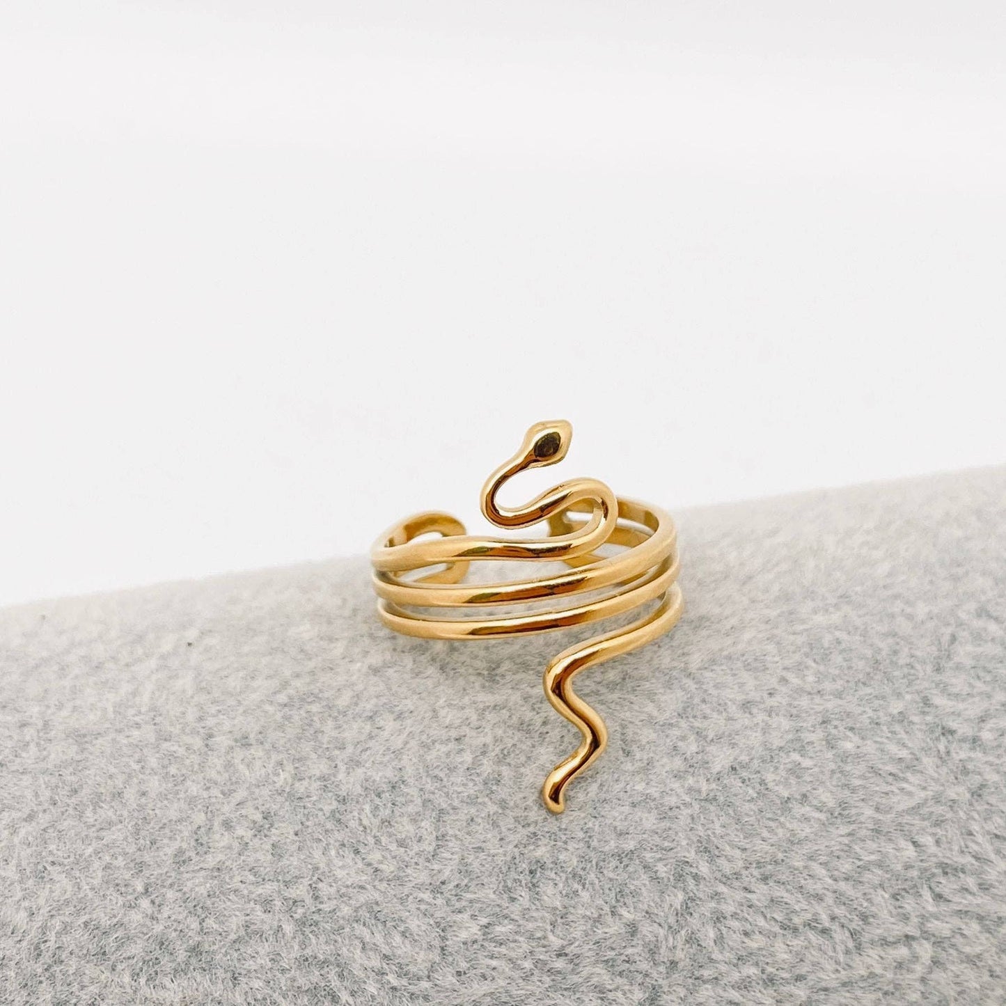 Snake 18K Gold Plated Stainless Steel Adjustable Ring