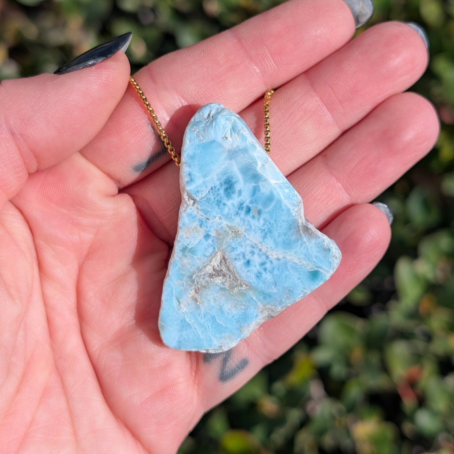 Larimar Specimen Necklaces - 24k Gold Plated Steel