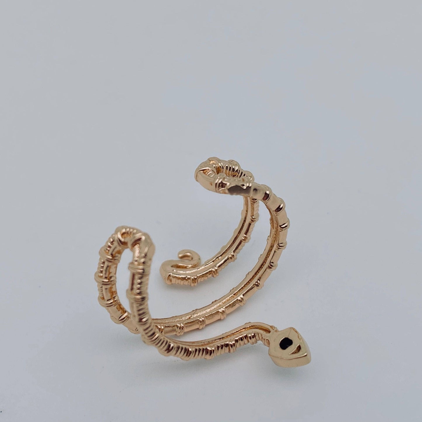 Copper Microinlaid Cubic Zirconia Snake Ring
