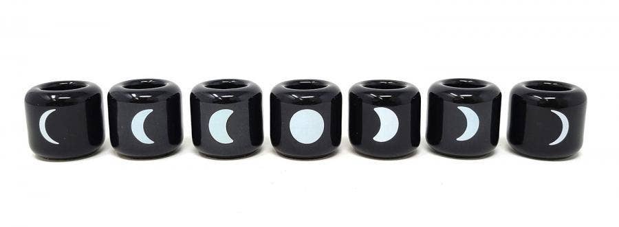Moon Phase Chime Candle Holder Black 1.25"H 1.25" 7 Pieces