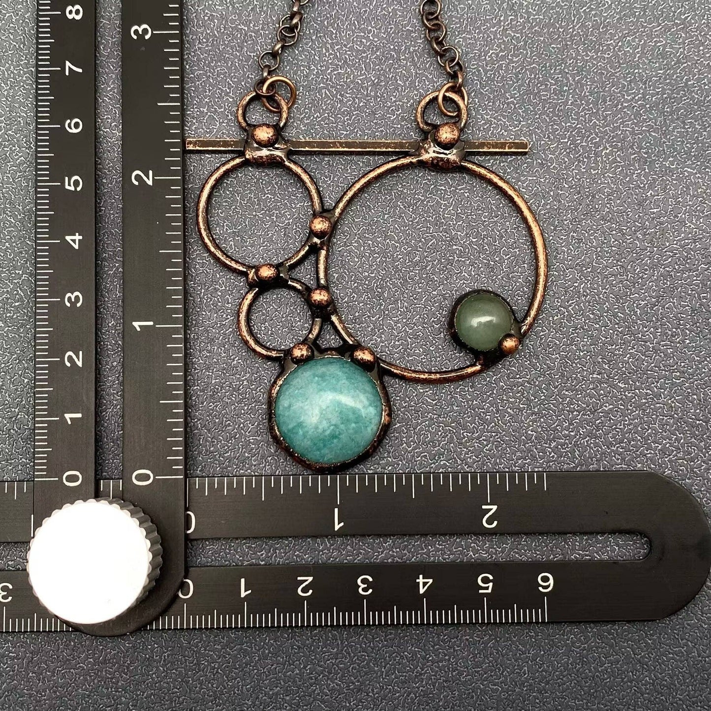 Amazonite & Green Aventurine Geometric Charm Necklace - CS