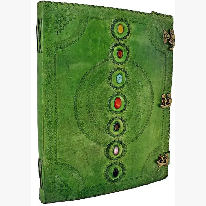Tuzech Handmade Vintage Seven Chakra Stone Embossed Diary
