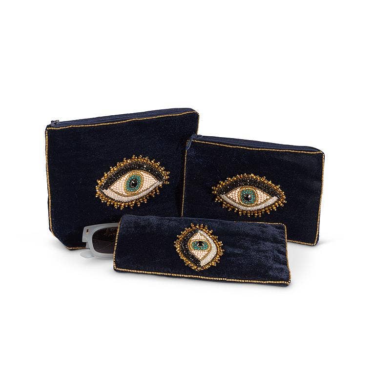 Eyeglass Case with Eye-Navy-3.5x6.5"L