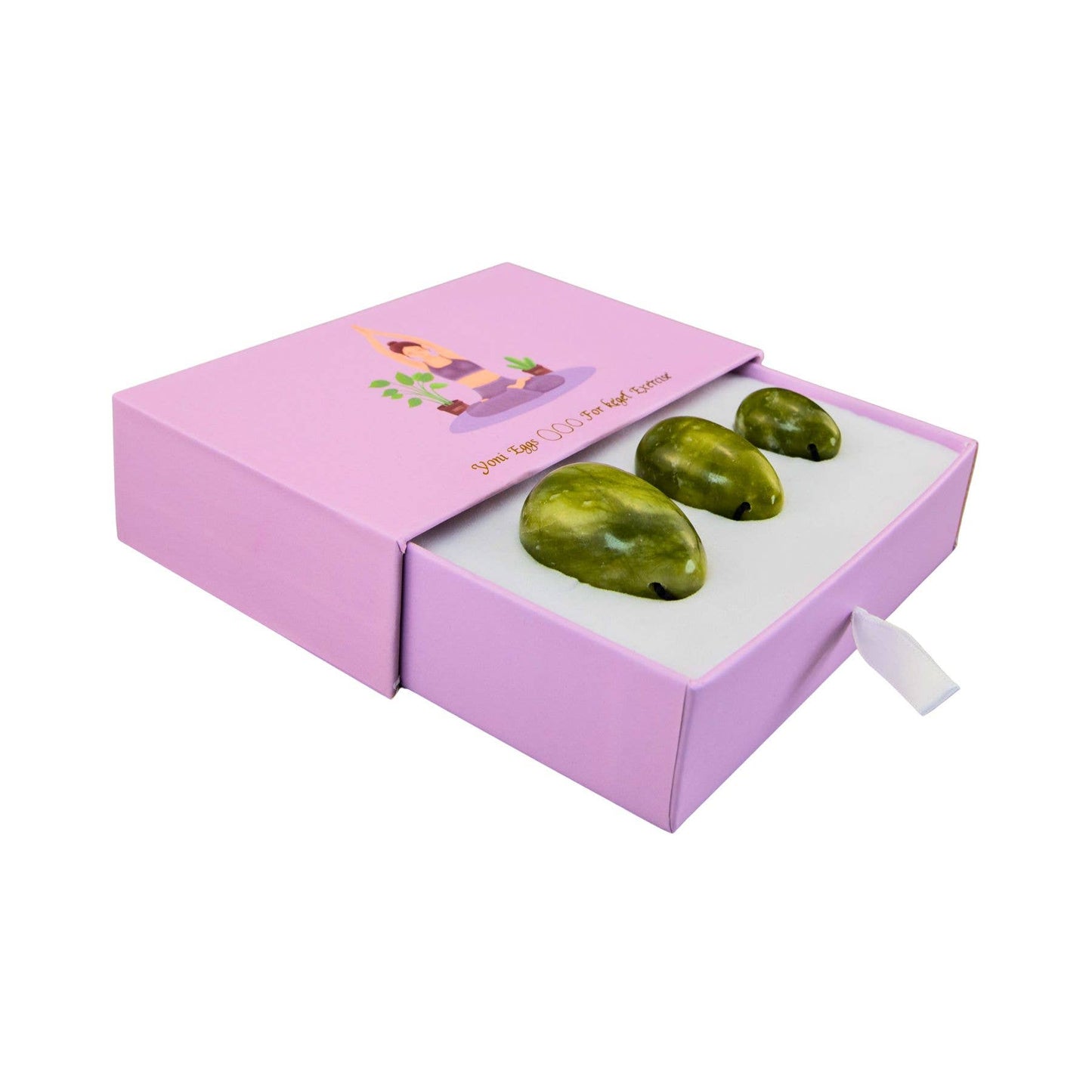 Yoni Eggs: Green Flower Jade / 3pc