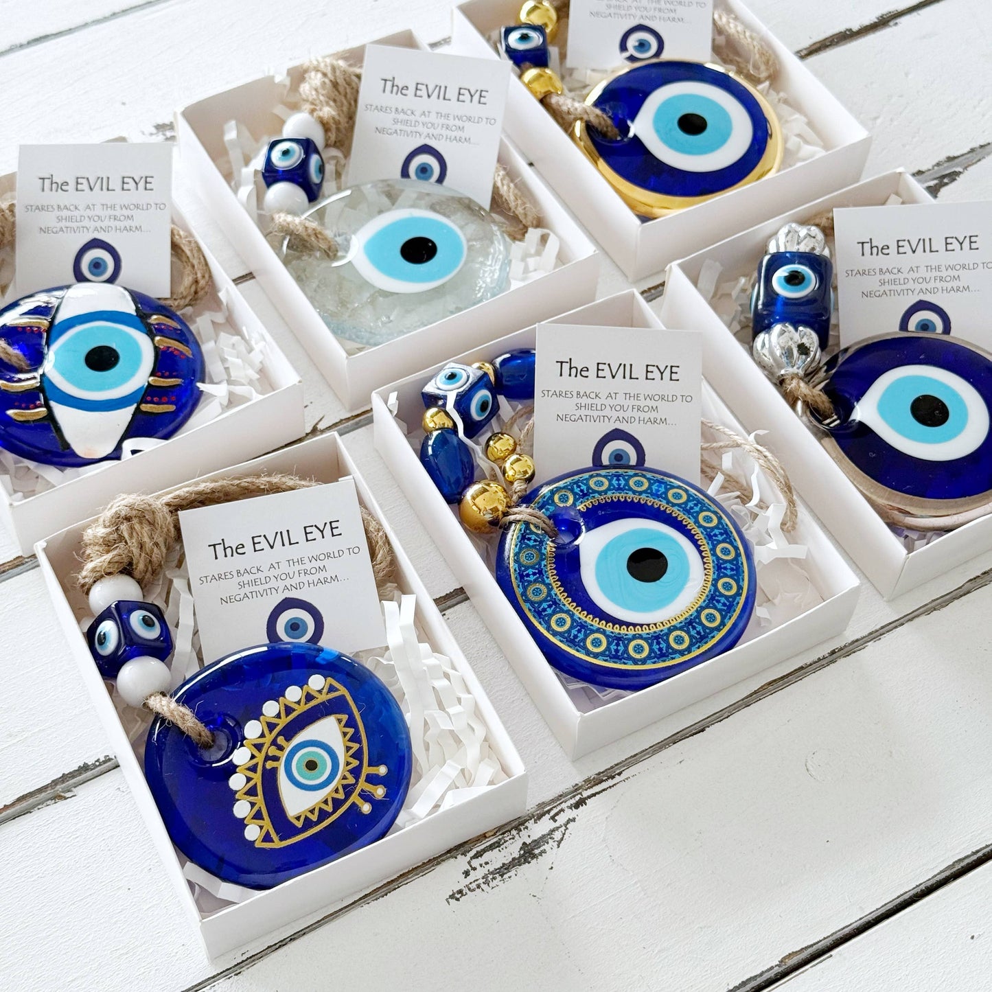 Evil Eye Gift Box – Greek Evil Eye Decor, White / Style 2