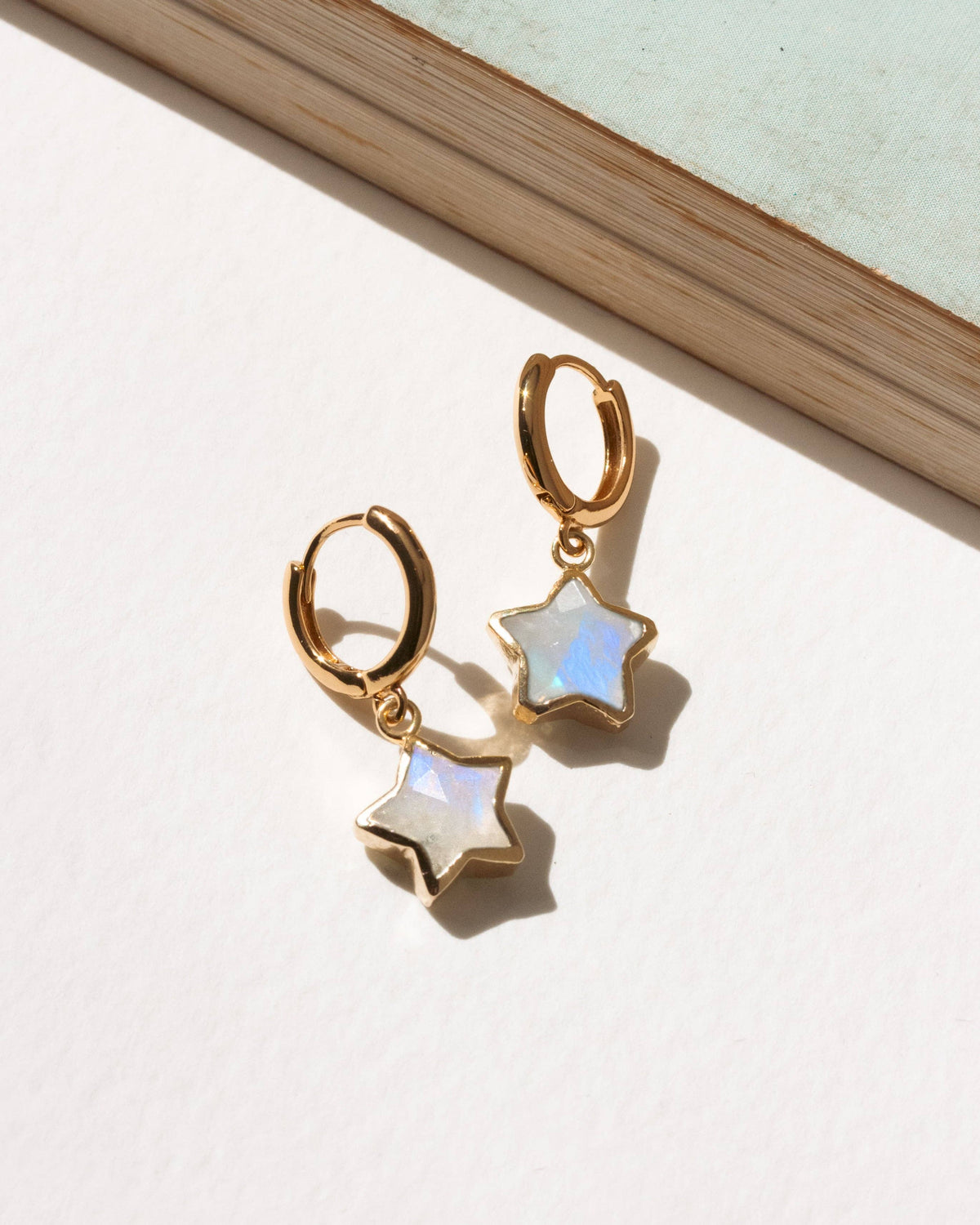 Star Gazing Huggie Hoop Earrings - Moonstone