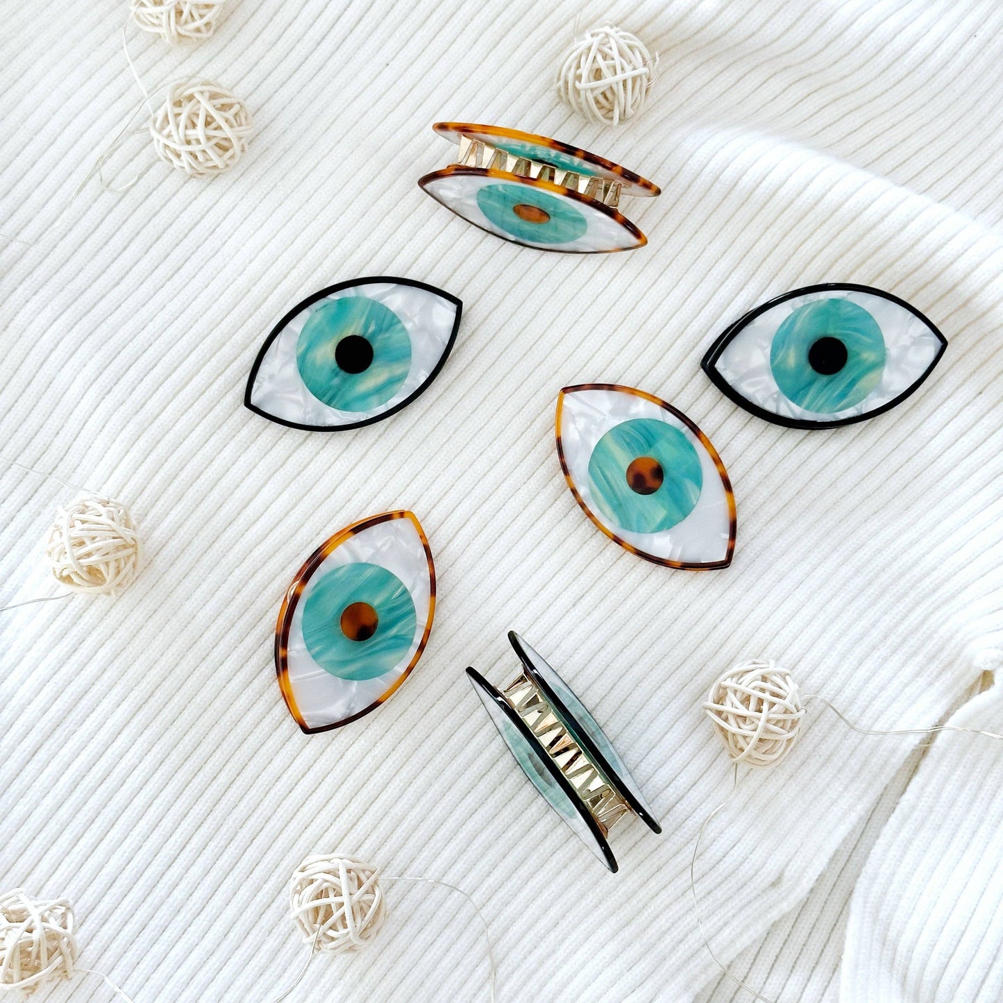 Evil Eye Hair Claw Clip, Acetate Hair Clip, Hair Accessories: Brown