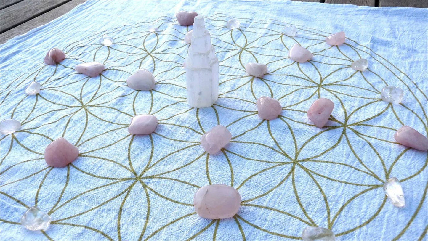 XL Flower of Life - Crystal Grid Cloth: Pink