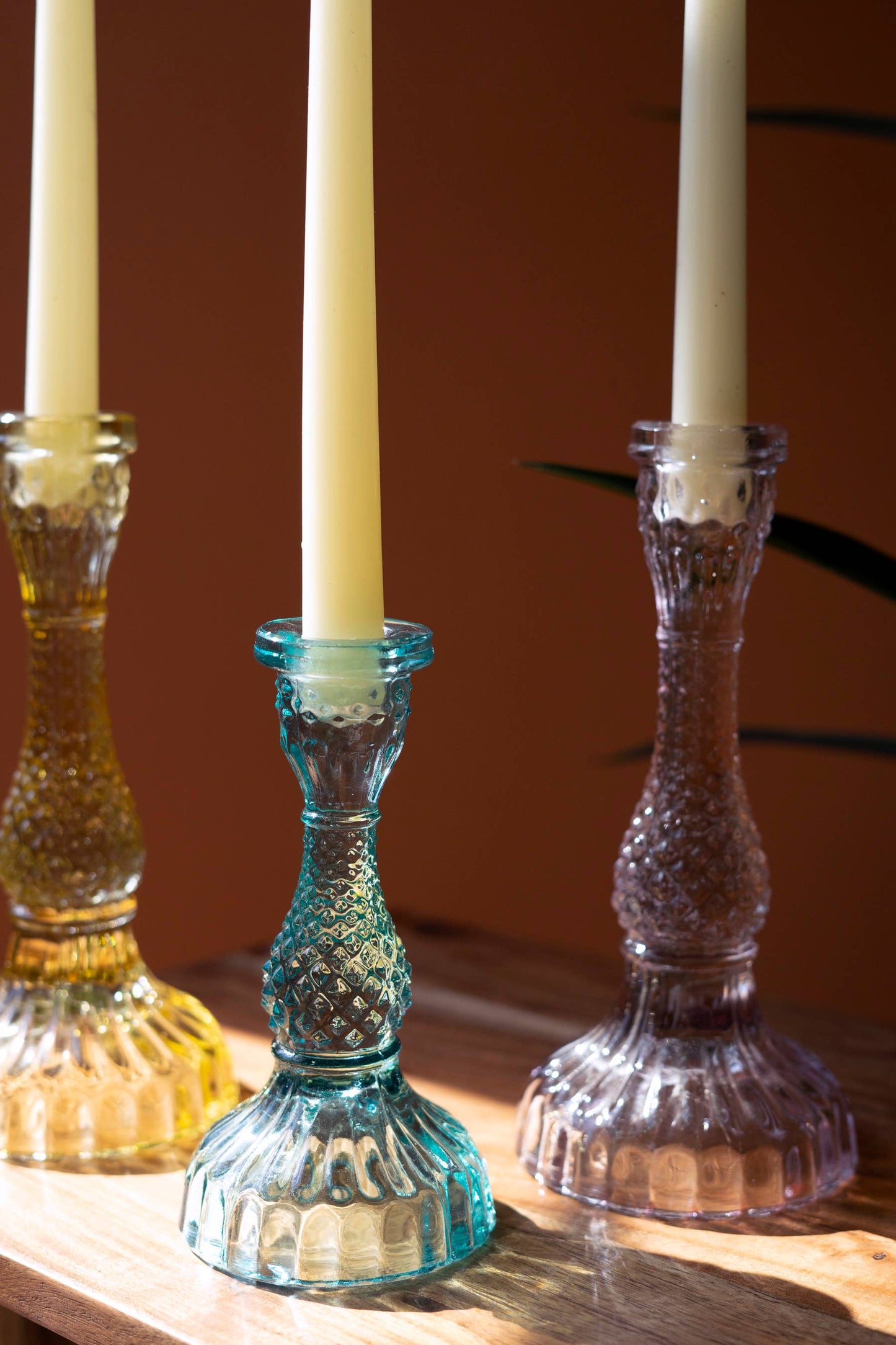 GLASS TAPER CANDLE HOLDERS