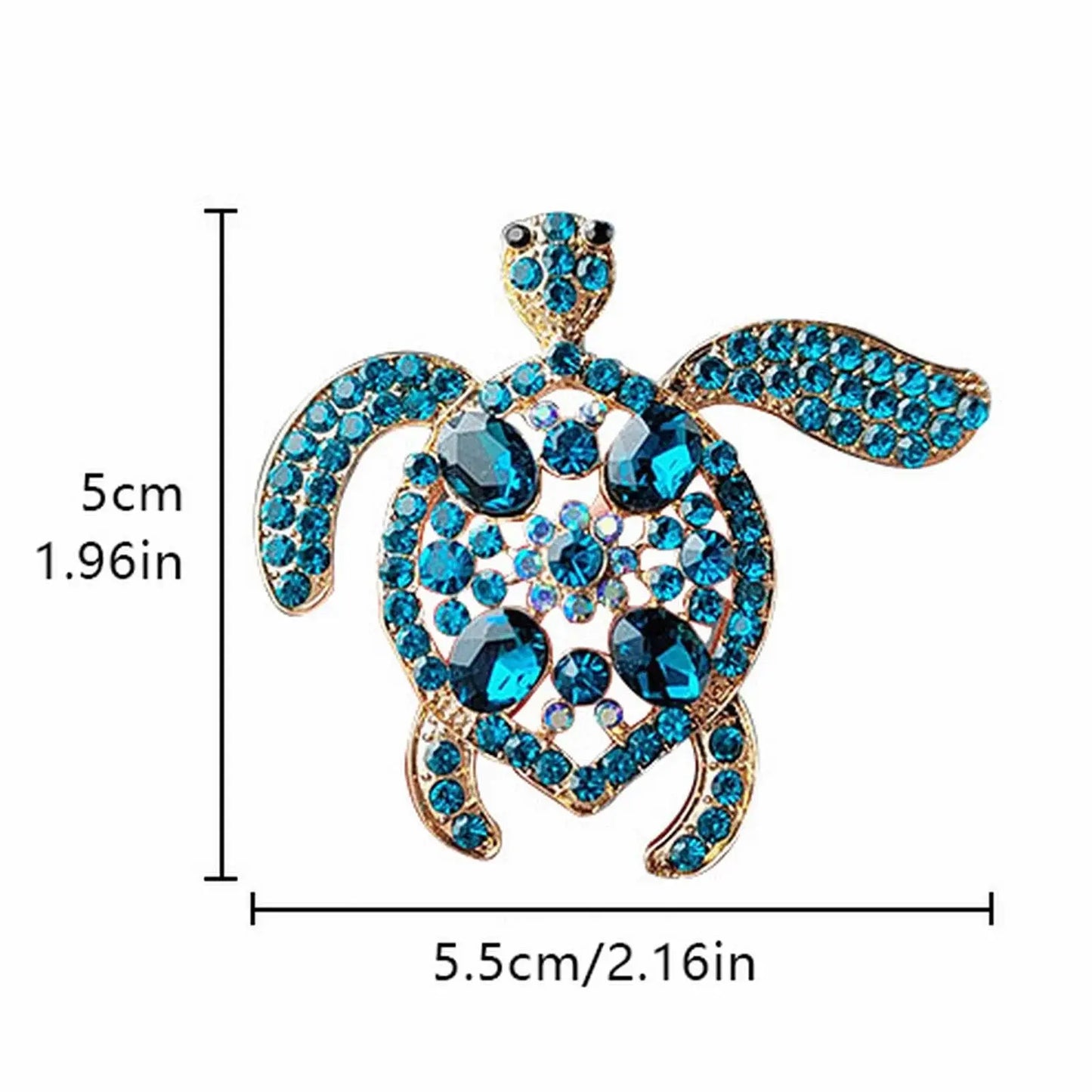 Crystal Turtle Brooch - Sparkling Blue Rhinestone