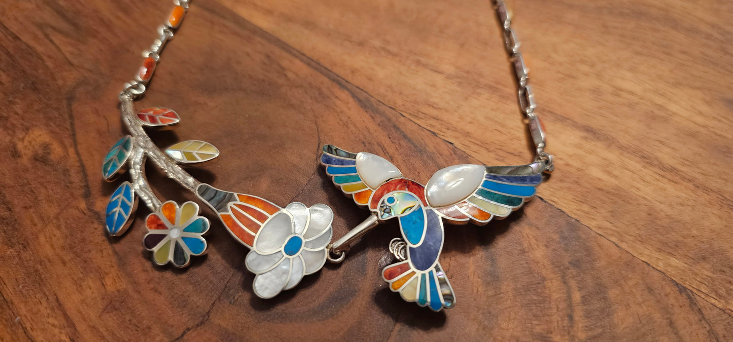 Peru stone necklace hummingbird