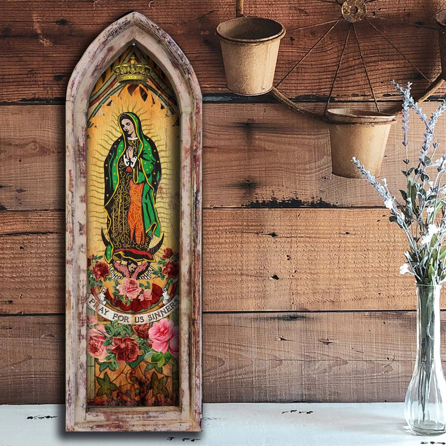 Pray for us Sinners - 12"x36" Large Arch Artwork