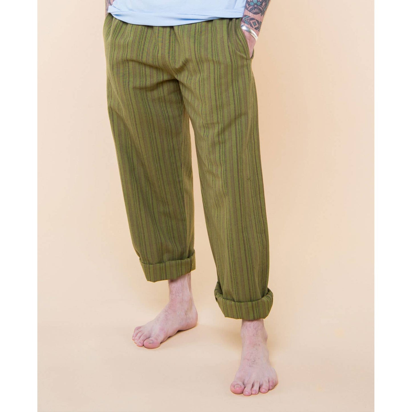 Striped Hippie Pants - Spirit Sage: SM