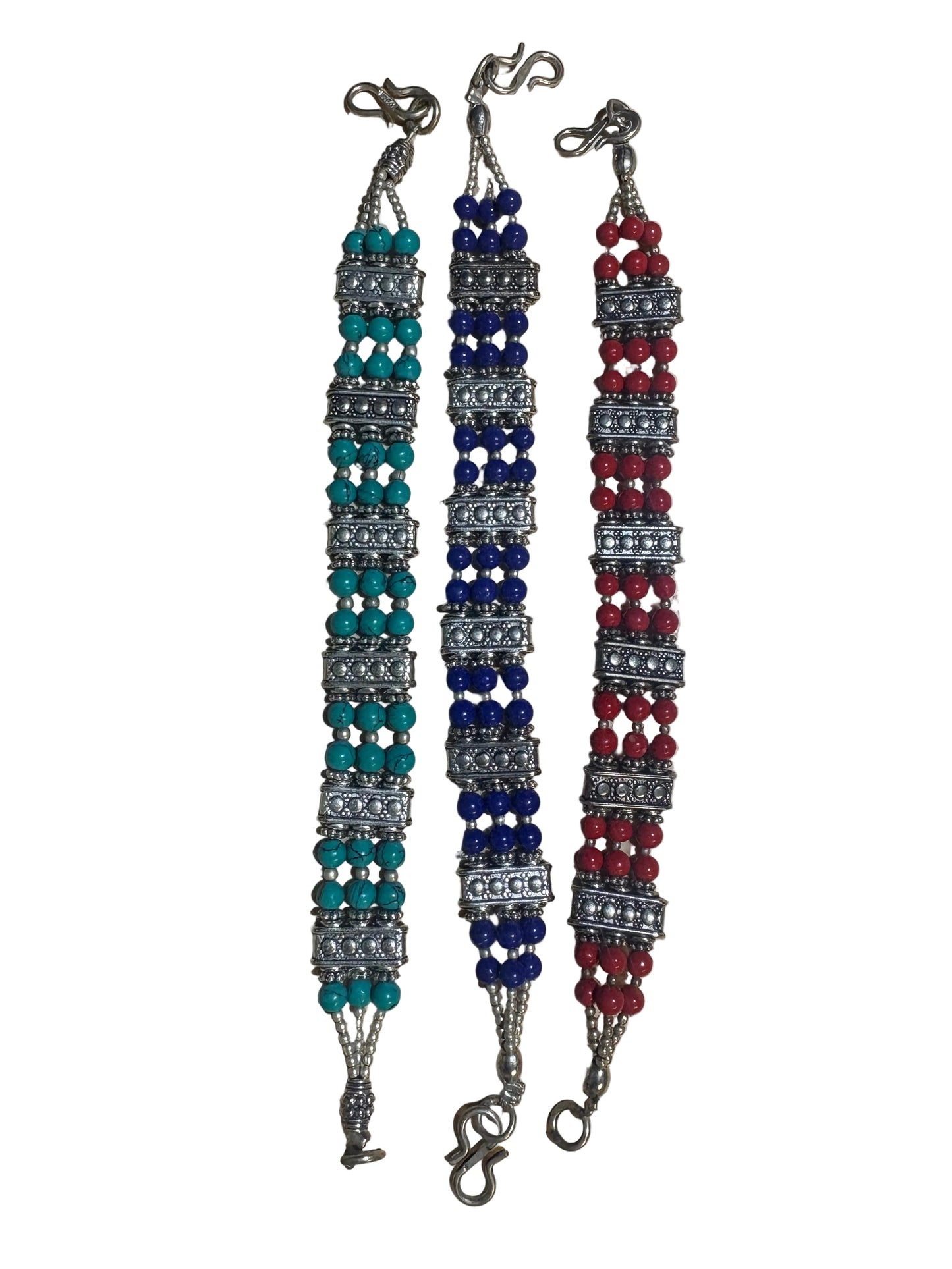 Peruvian Bracelet Alpaca Silver Various Stones