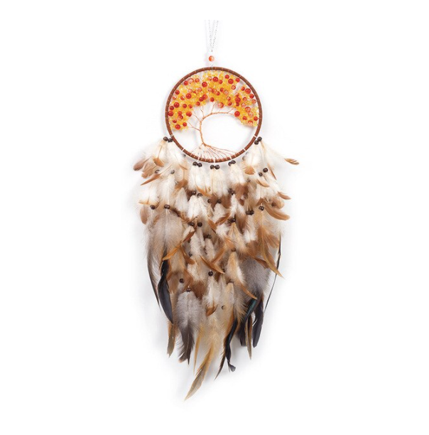 Modern Handmade Beaded Dreams Catcher: Chocolate