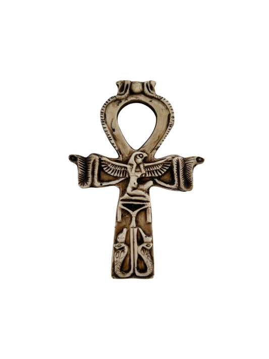 Ankh - Key of Life Ivory and Brown Basalt