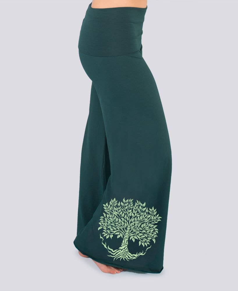 Root Down Flowy Pants - Teal Flow Pants: XL